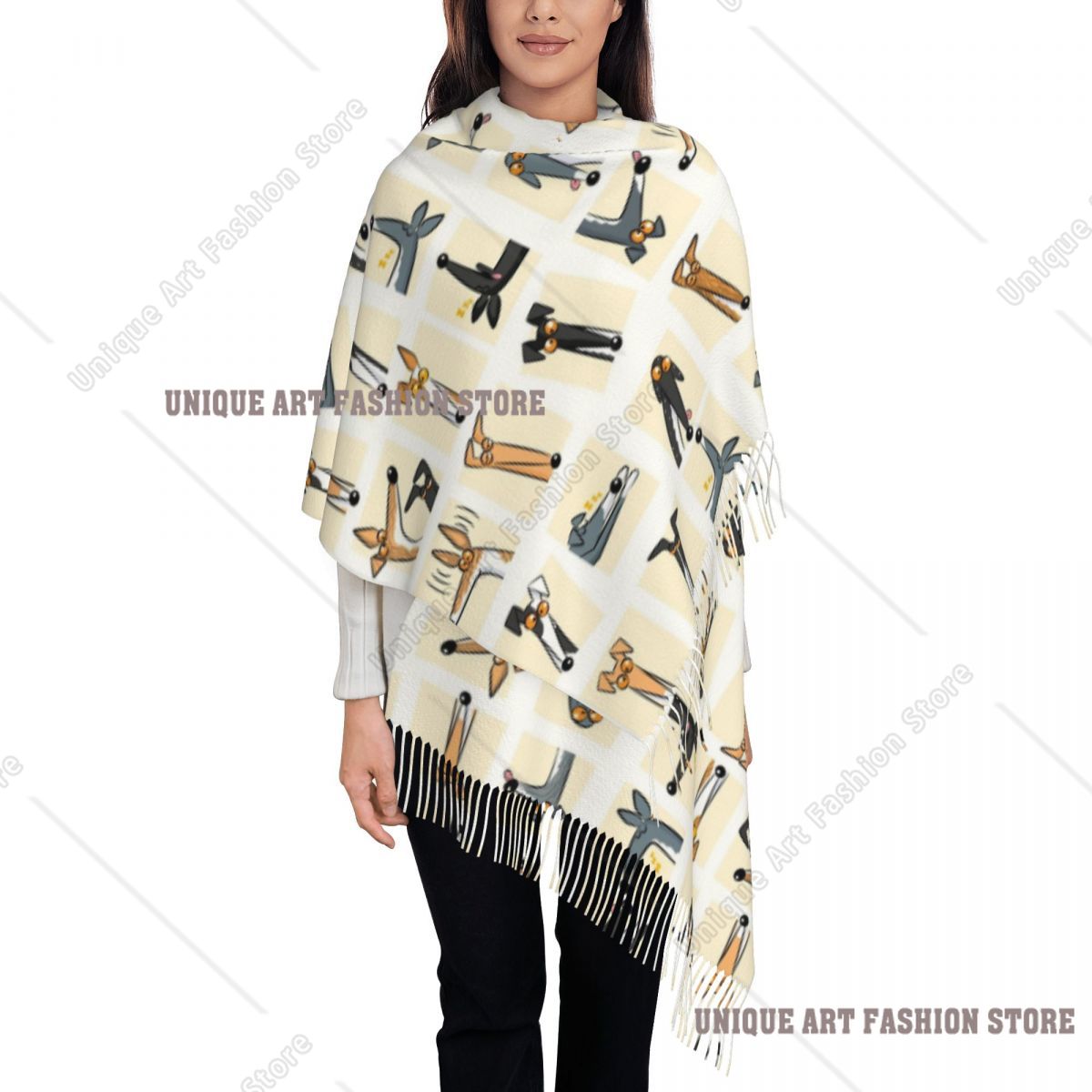 Shawl Wrap Winter - Women's Tassel Scarf Heads Up Cream