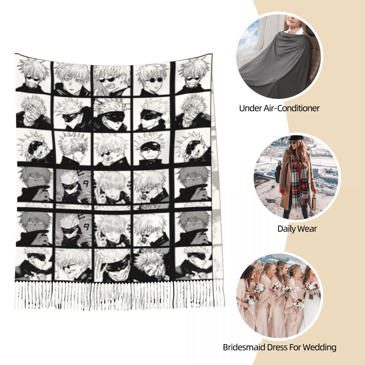 Gojo Satoru Collage Shawl Wrap - огляд і ціна Shawl Wrap Winter